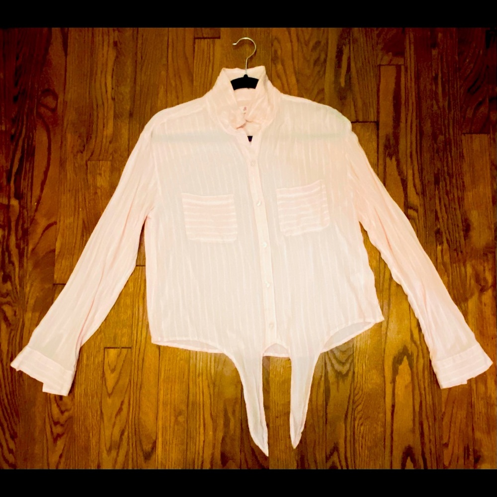 SO Pink cotton long sleeve blouse